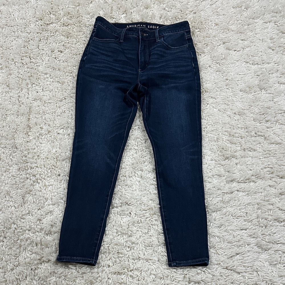 AMERICAN EAGLE Y2K Women’s Dark Indigo Flattering Skinny Jeans Sz 8